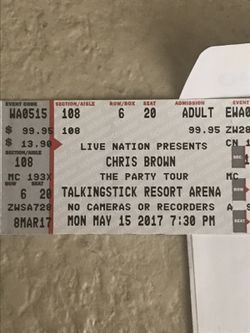 Chris brown tickets "150 each"
