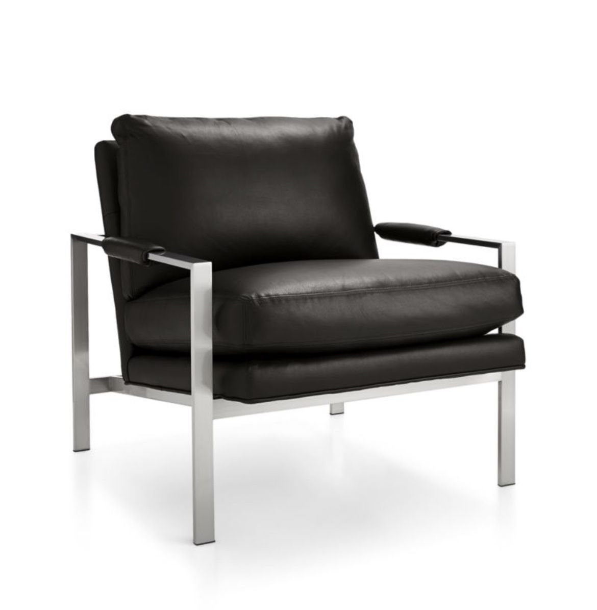 Designer Chair Milo Baughman Leather From Crate and Barrel