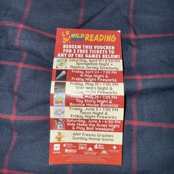Grizzly game tickets two tickets. The schedule is on the back