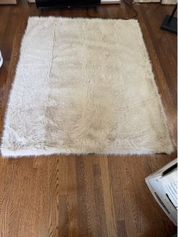 Studio McGee Plush Faux Fur Rug in Cream and White 49x6