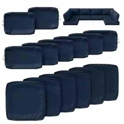 14-Piece Outdoor Patio Cushion Cover, Navy Blue with Insert Pillows