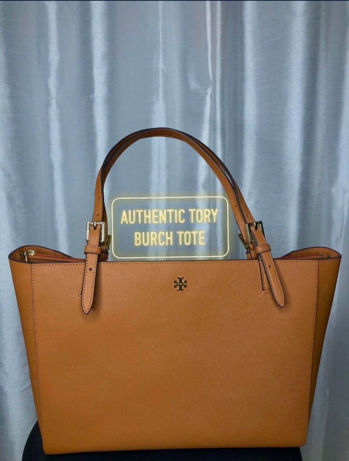 LARGE AUTHENTIC TORY BURCH LEATHER TOTE SHOULDER BAG SAFFIANO PURSE CROSSBODY