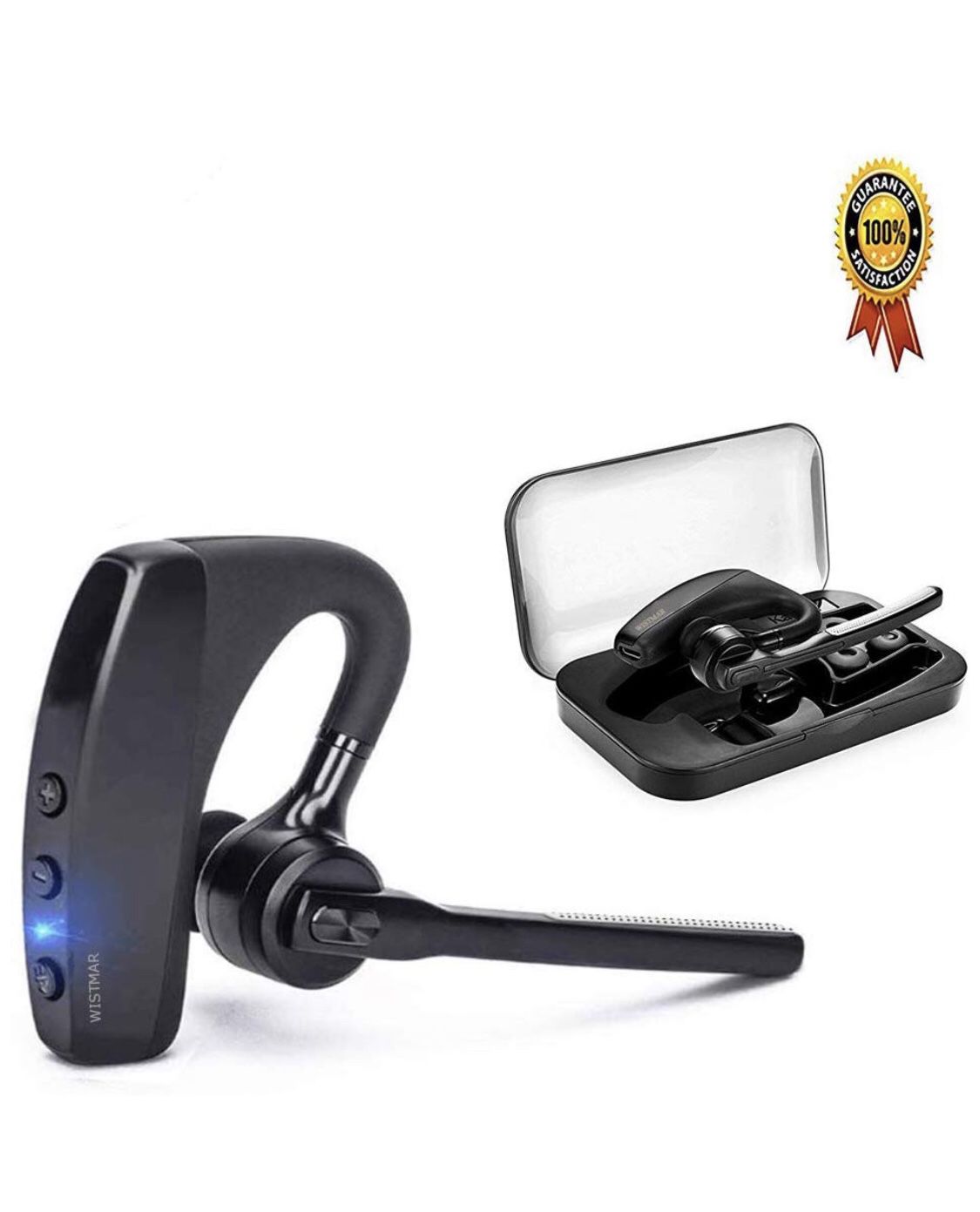 [ Latest Version] WISTMAR SoundBuds Slim Bluetooth Wireless Headset Ear Hooks Business HD Stereo Earphones Headphones Noise Cancelling in-Ear Earbuds