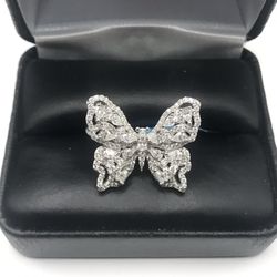 925 Sterling Silver 0.46CT MOISSANITE Butterfly Ring Size 9