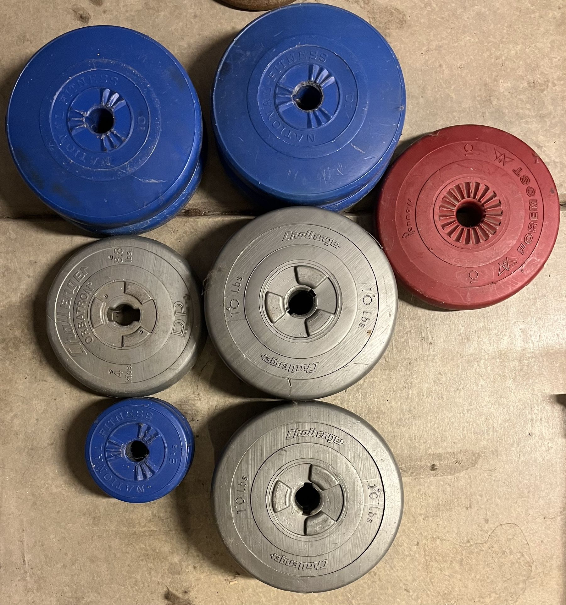 103.8LBS. Cement Weights, 3-Long bars, 4-Dumbbell Bars, 1-Chrome bar (Tap On Photos For A Better View)