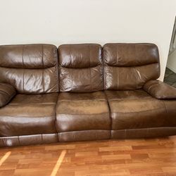 Brown Leather Sofa- Electronic Recliners 