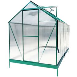 6.3'*12.2'*7' Polycarbonate Greenhouse, Heavy Duty Outdoor Aluminum Walk-in Green House Kit with Rain Gutter, Vent and Door for Backyard Garden, Green
