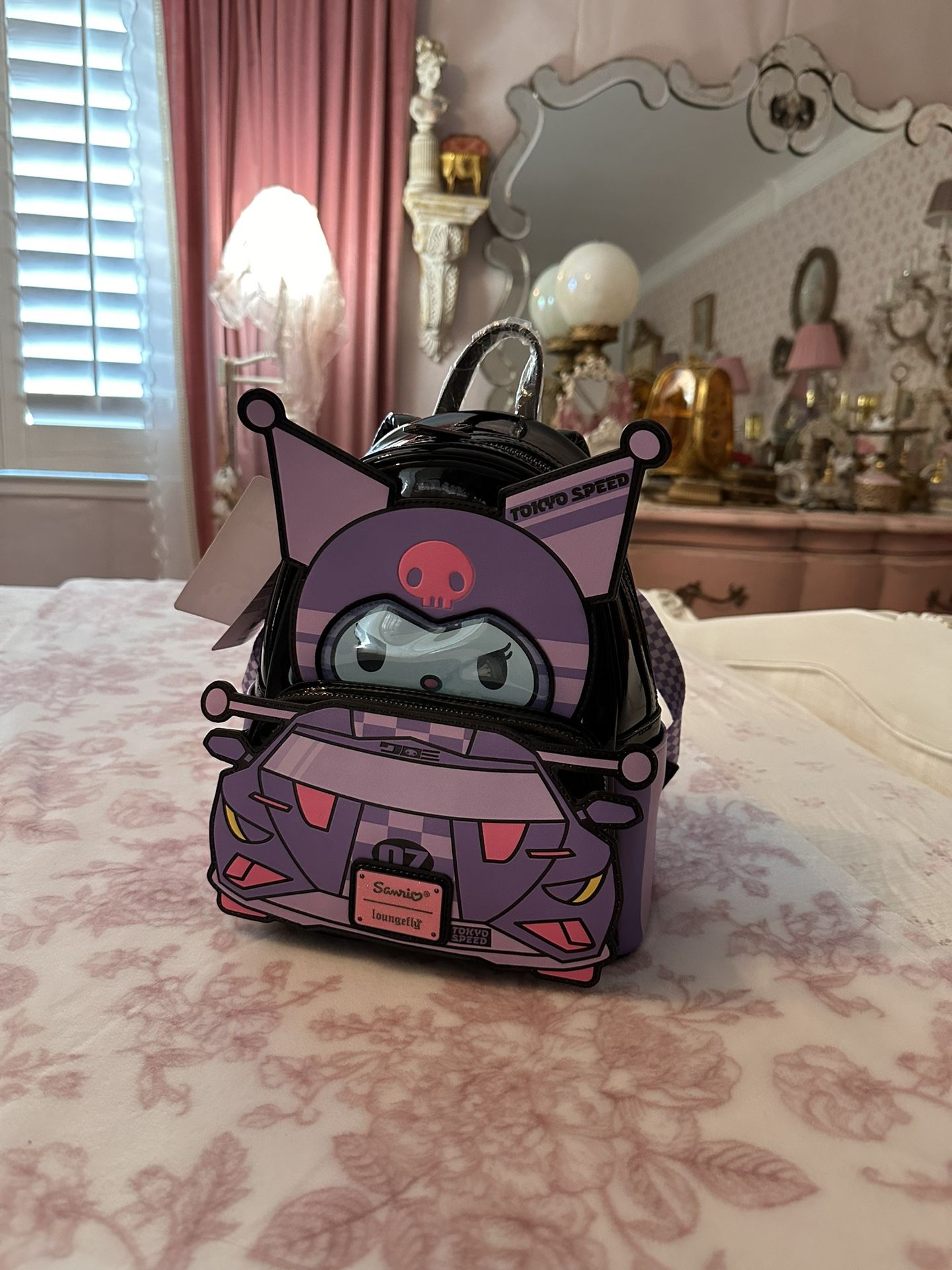 Kuromi Race car Loungefly Mini Backpack