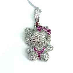 925 Sterling Silver CZ Hello Kitty Pendant 5.77g 200755/29