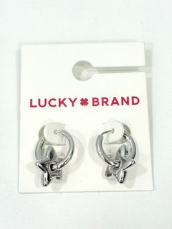 Lucky Brand Silver Hoop Star Earrings