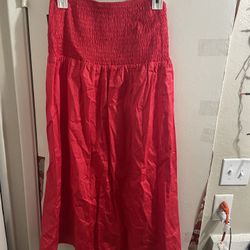Wild Fable Women's Smocked Waist Maxi Skirt Red Ladies Size Small NWT Style Cute