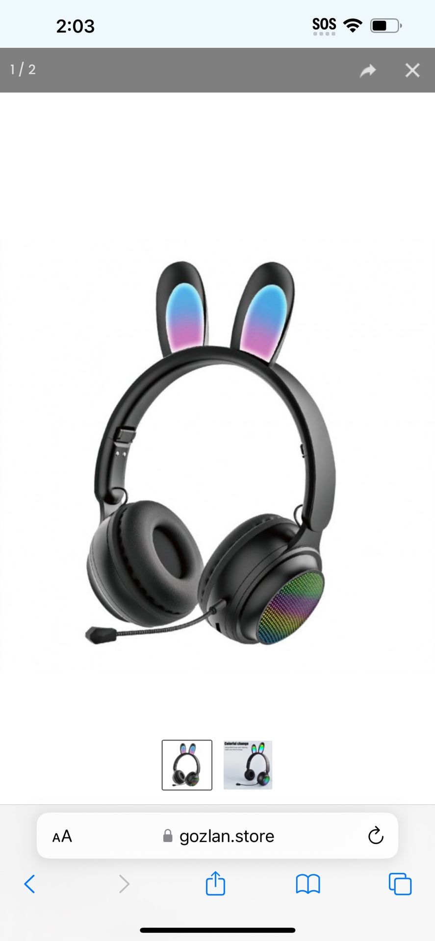 Cute Bunny Ear Bluetooth Wireless Foldable Headphone Headset with Microphone and FM Radio ST81M