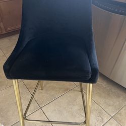 4 Black Velvet Counter Height Stools 