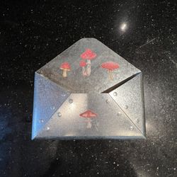 Galvanized Metal Mushroom Wall Envelope Mail Holder 10x9.5”