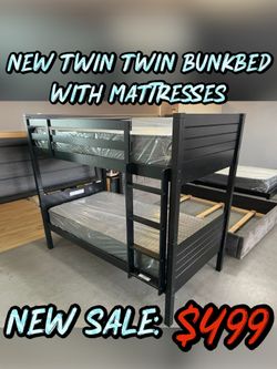 NEW TWIN TWIN BUNKBED WITH MATTRESSES