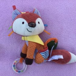 Skip Hop Orange Fox Plush Stroller Crib Bandana Rattle Teether Activity Sensory
