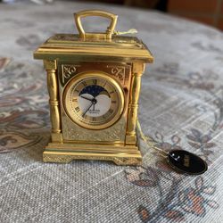 Vintage Bulova Miniature Clock Chaperone Moonphase 