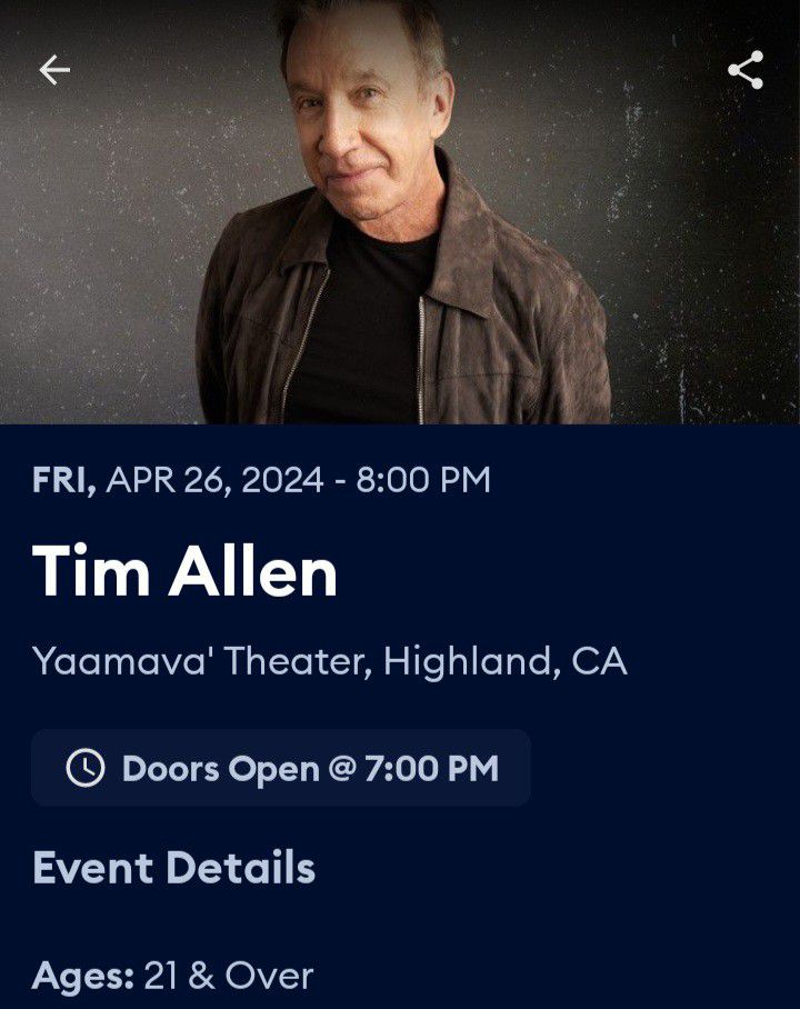 Tim Allen   2 Tickets For