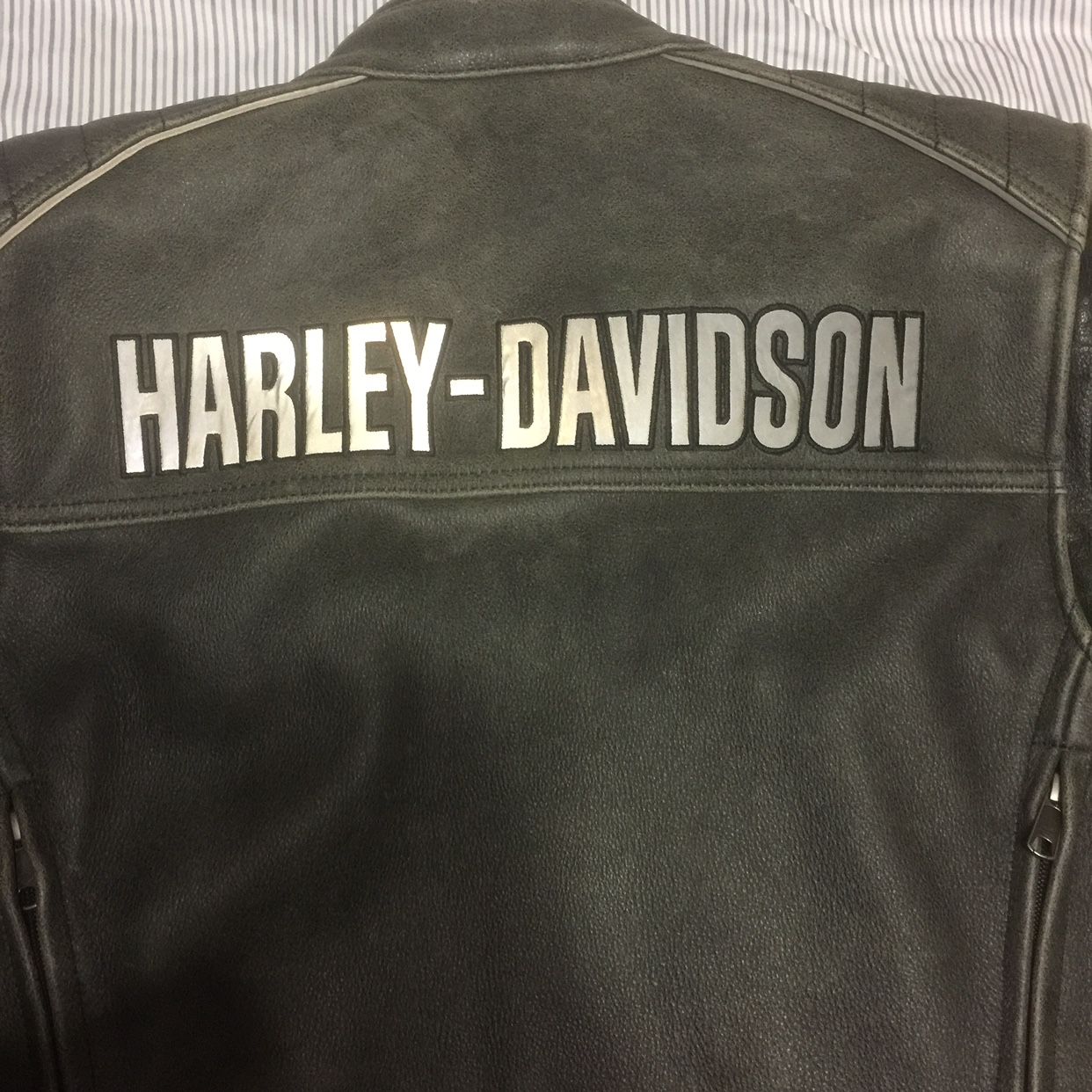 Harley Davidson Men Midway Distressed Black Leather Riding Jacket Large 98108-16VM New