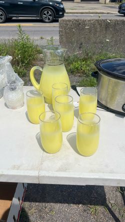 Vintage Lemonade Glass Set With Pitcher