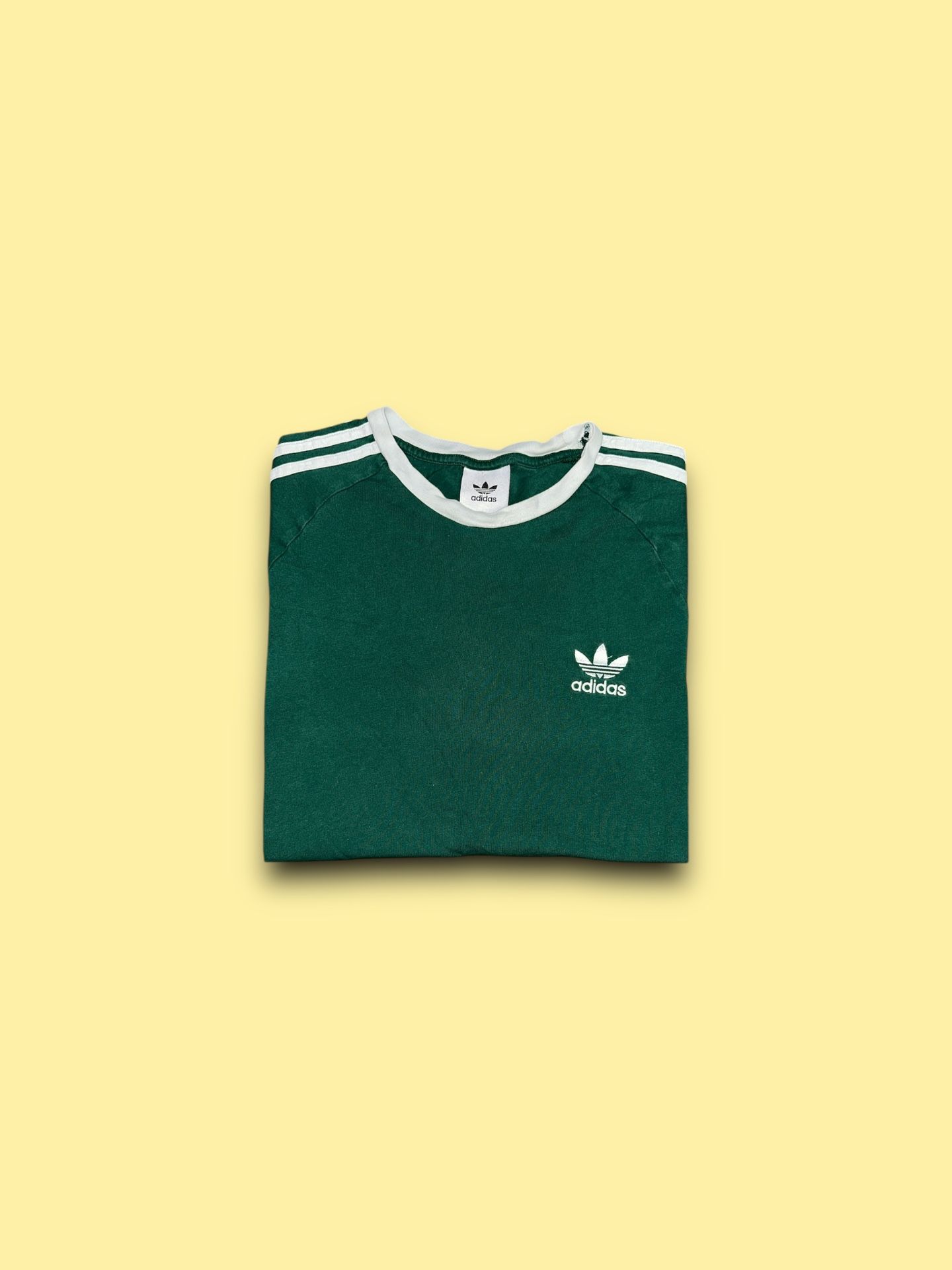 Adidas originals 3 stripe trefoil t-shirt green mens medium