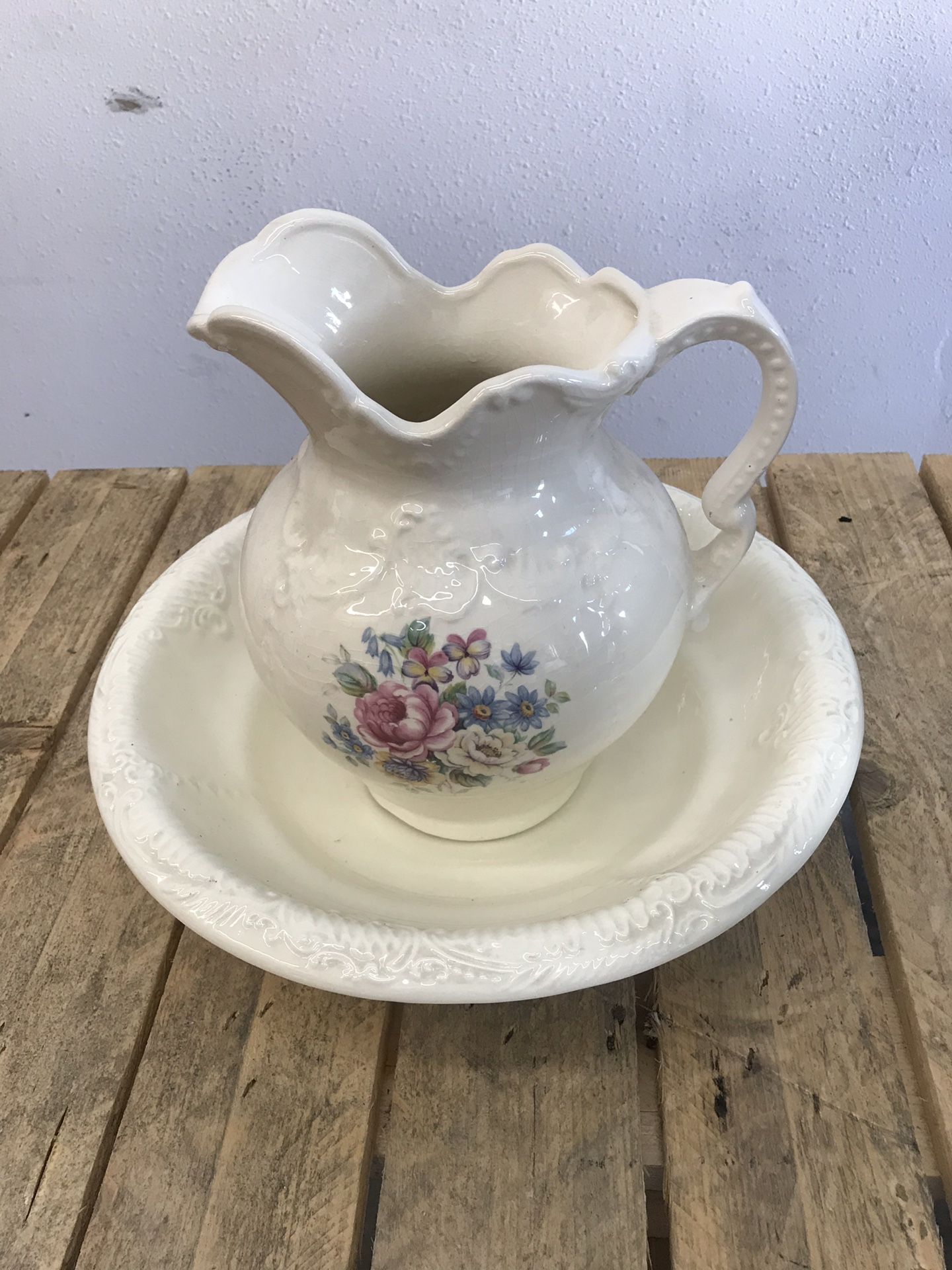 Large Ceramic Bowl and Pitcher