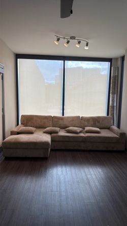 118" W Corduroy L-shape Modular Sectional Sofa with Pillows