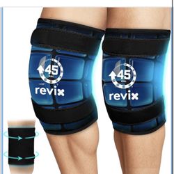 REVIX 2 Packs XXXL Knee Ice Pack Wrap Around Entire Knee, 45-Minute Long-Lasting Ice Pack for Knees with Ice Grid Gel Design, Cold Compress Therapy fo