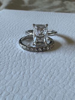 3 Carat Crystal Pave-Set 2 Ring Set - Second Ring Band Set W/ Cubic Zirconia - Size 7! New!