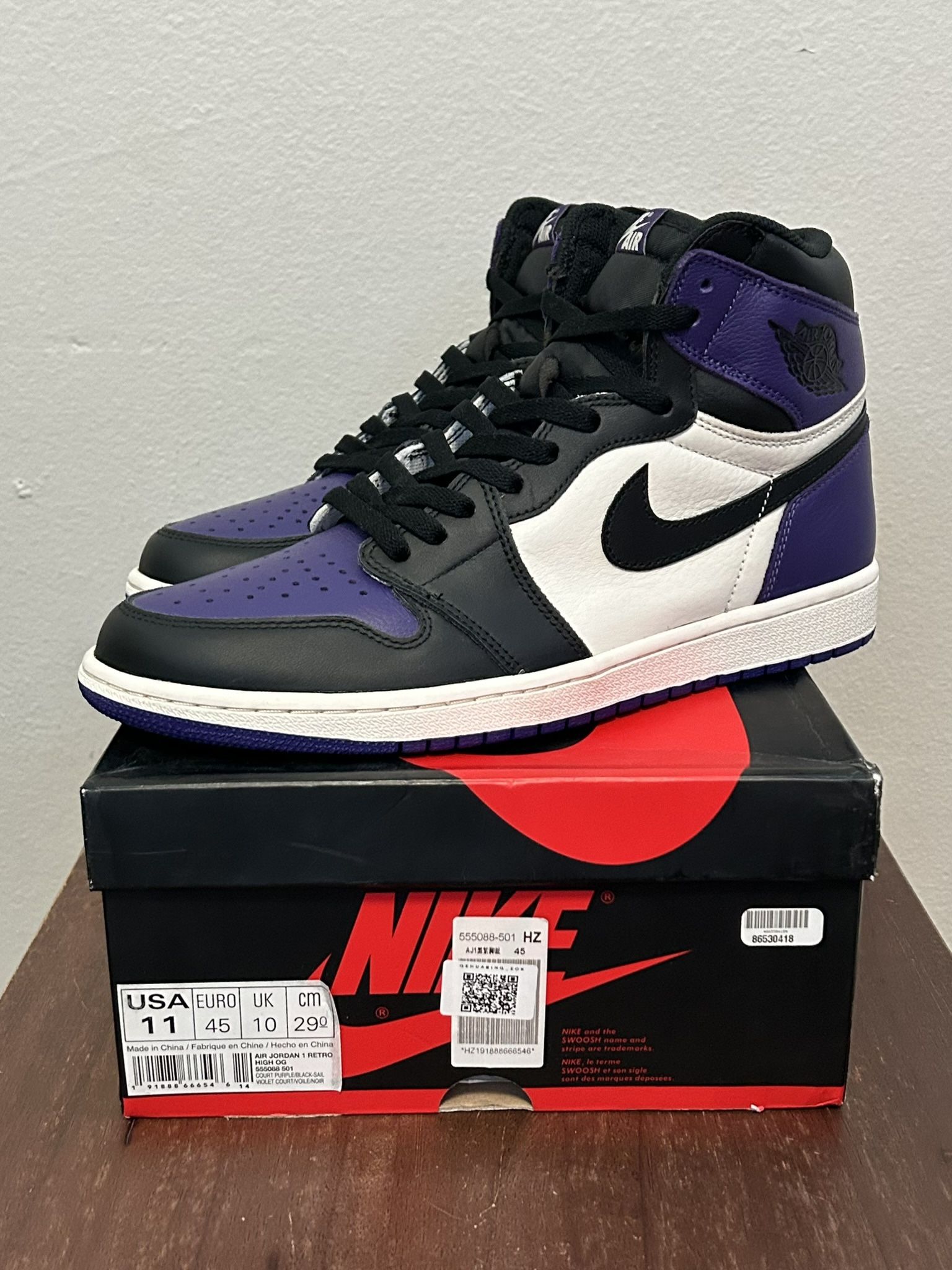 Jordan 1 Court Purple Size 11