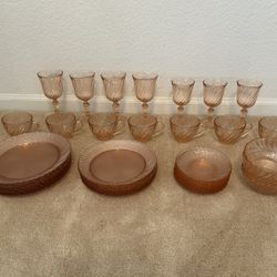 Pink Depression Ware (42 pieces)