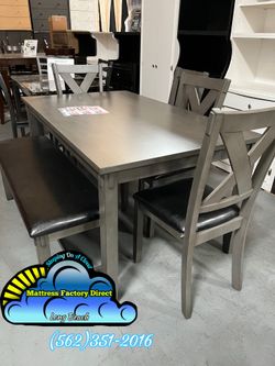 Six seater table grey with bench new sillas mesa