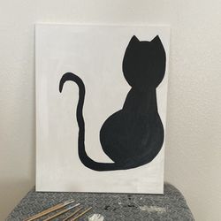 Cat Painting Modern, Abstract 