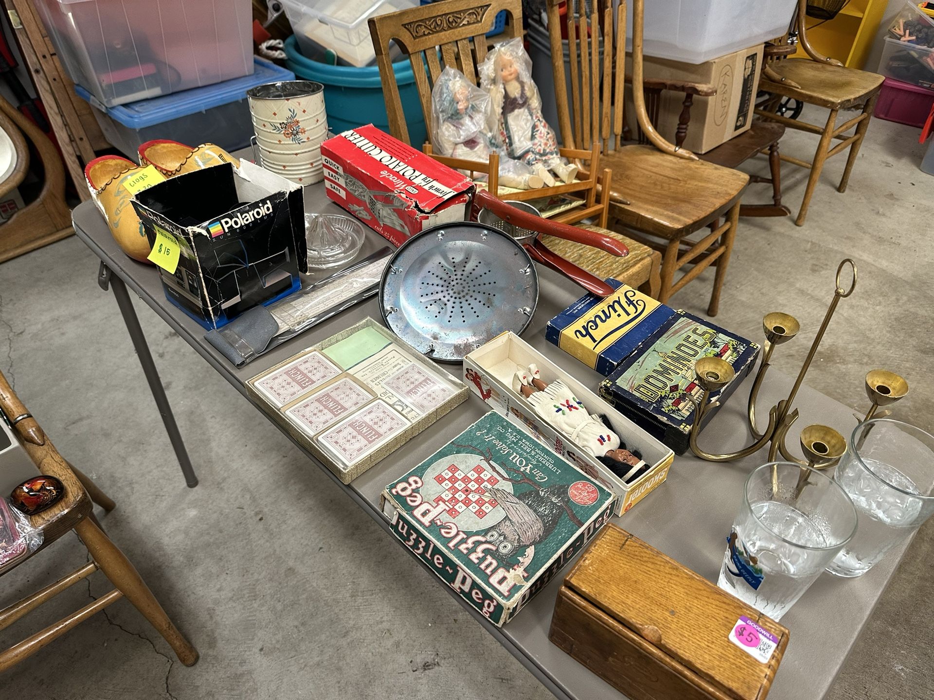 antique kitchen items + board games