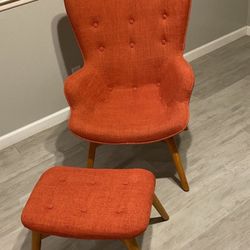 Orange Chair and Ottoman  