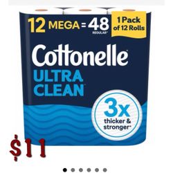 Cottonelle Ultra Clean Toilet Paper 12 Mega Rolls