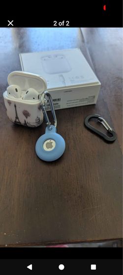 AirPods with charging case and Air Tag
