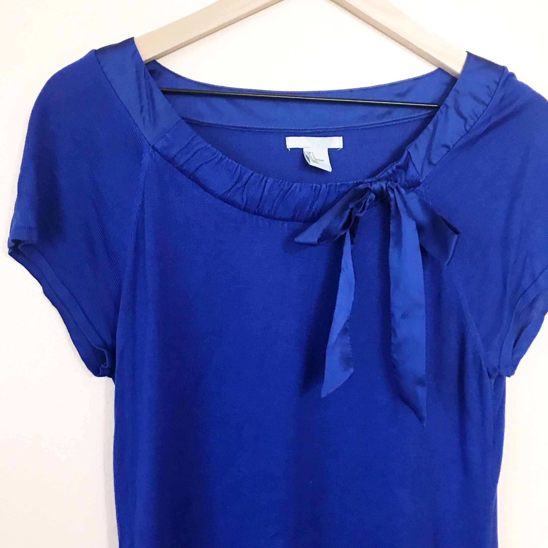 H&M Blue Ribbon Knit Dress Size Large