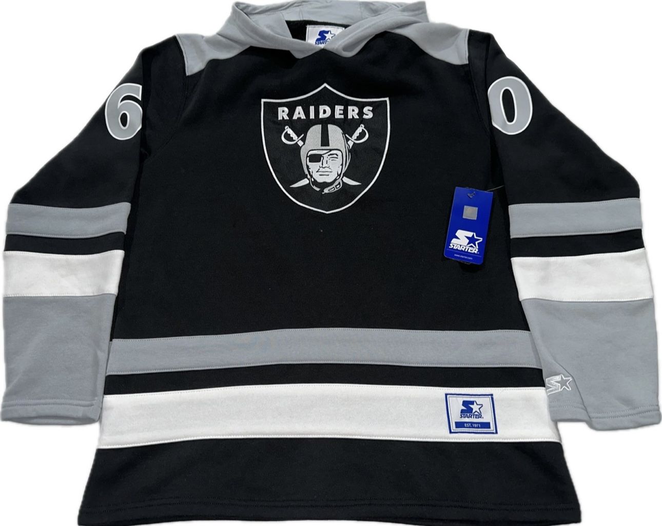 Starter Las Vegas Raiders Hockey Jersey Hoodie Sweatshirt Mens XL New