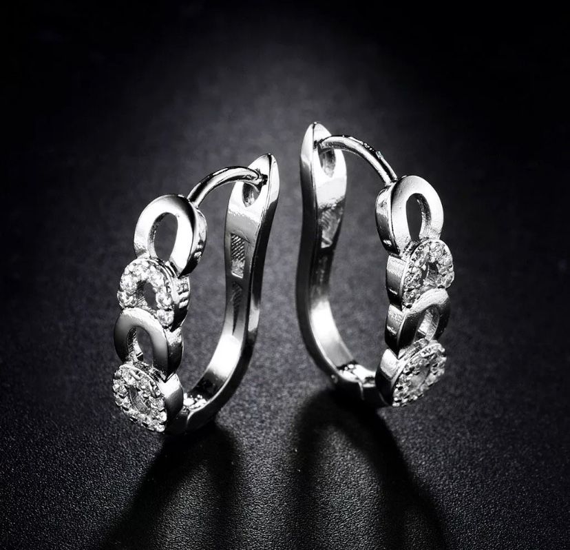 New style white Sapphire Hoop Earrings with velvet gift bag