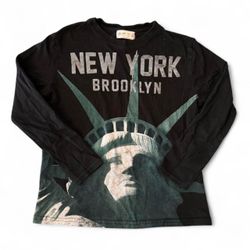 Vintage Black Zara Boys Premium Classic New York Long Sleeve Shirt
