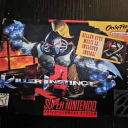 SNES Killer instinct in box with everything that comes with the game.