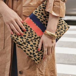 Stella & Dot Animal print Envelope clutch 