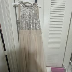 Champagne/Gold Sequin Long dress Size 14