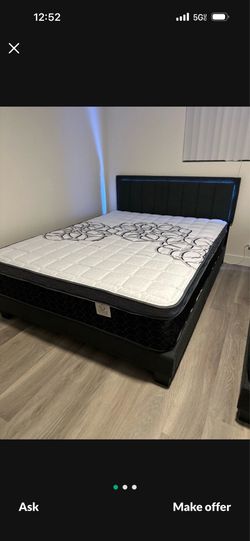 New Queen bed frame with mattress
