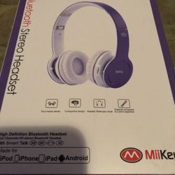 Miikey Wireless  Purple Headphones Excellent Condition 