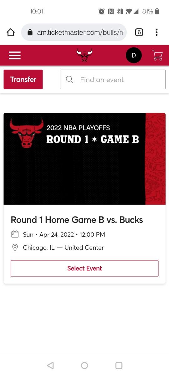 Chicago Bulls Playoff Ticket 1 Ticket