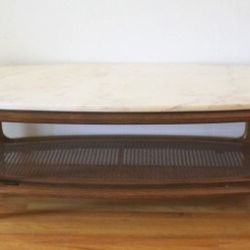 Mid Century Modern Marble Top Oval Coffee Table