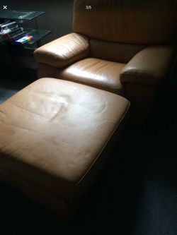 100%Italian leather chair and a half plus ottoman