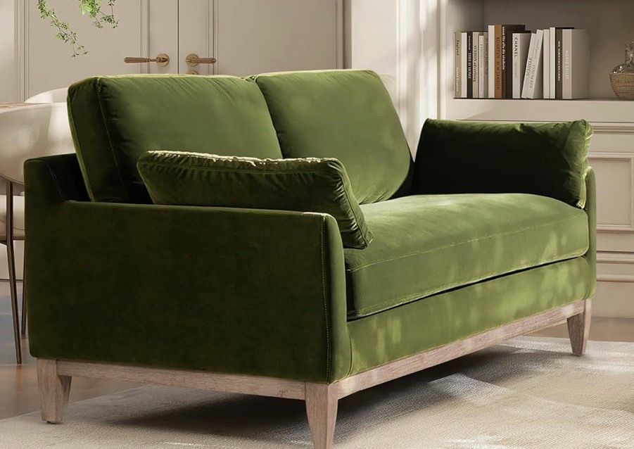 Moving sale- Jennifer Taylor Home Arcadia 75.5" Modern Farmhouse Sofa, Olive Green Performance Velvet